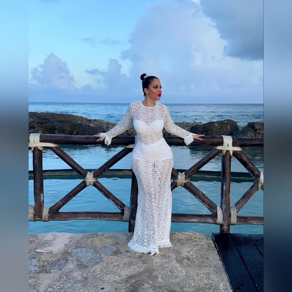 Maxi dress with fringe - Picture 4 of 4